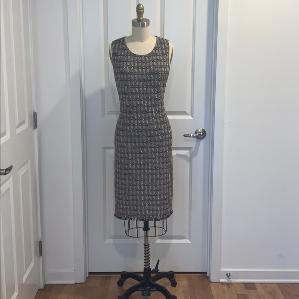 St. John Knits Sleeveless Textured Knit Midi Dress